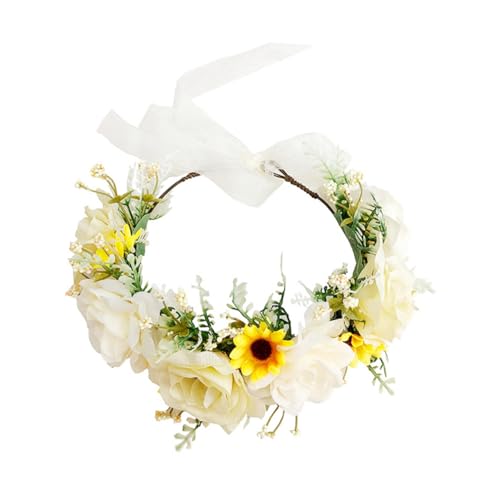 PENIKOKO Großer Rosen blumenkranz Haarreif für Braut Stilvolles Stirnband mit Floraler Krone Leichter Haarschmuck für Hochzeit Party Festival und Festliche Anlässe von PENIKOKO