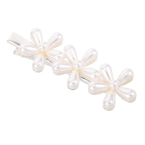 PENIKOKO Silberne Haarspange Mit Sonnenblumen-design Perlen-accessoires Für Frauen Und Mädchen Kleiner Haarklammer Mit Entenschnabel-clip Für Dünnes Haar von PENIKOKO