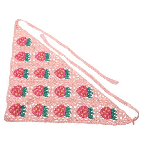 PENIKOKO Häkel dreieckstuch mit Erdbeer motiv Leichtes Verstellbares Damen kopftuch für Alltag Party Fotoshootings Modisches Vielseitiges Haarbandana aus Feinem Garn von PENIKOKO