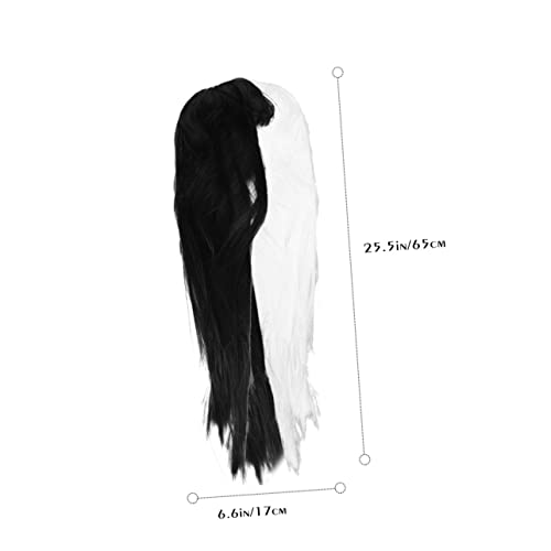 PENIKOKO Half Half Wig Damen Lange Synthetische Perücke Atmungsaktiv Komfortabel Für Halloween Cosplay Party Alltag von PENIKOKO