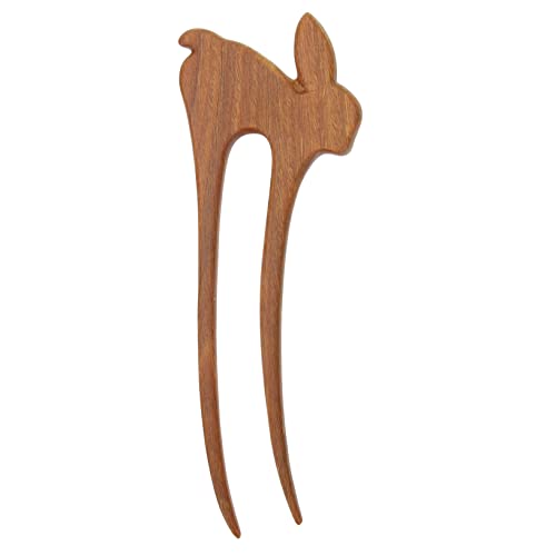 PENIKOKO Handgefertigter Holz Haarschieber Retro Haarstab mit Hasenmotiv Leichter Haarschmuck für Frauen und Mädchen Sicherer für Dutt und Vintage Design Hautfreundlich und Langlebig von PENIKOKO