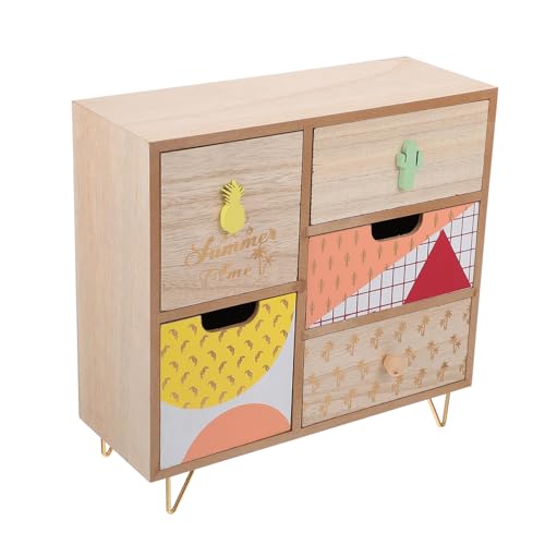 PENIKOKO Holz Aufbewahrungsbox mit Fächern Organizer für Kosmetik und Kleinigkeiten Langlebiger Holzschrank für Haushalt Desktop Platzsparender Sortierkasten für Schmuck und Bürobedarf von PENIKOKO