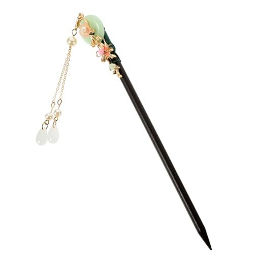 PENIKOKO Holz Haarnadeln Chinesische Haarschmuck Frauen Holz Haarschmuck Stäbchen Frisuren Robust Leicht Jade Verziert Stilvolle Haarstäbchen für Dutt Frisuren von PENIKOKO