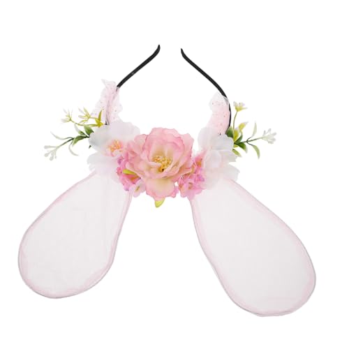 PENIKOKO Kawaii Bunny Ears Haarreif mit Kunstblumen für Ostern Verspieltes Accessoire für Mädels und Partys Fotoshootings und Cosplay Events von PENIKOKO