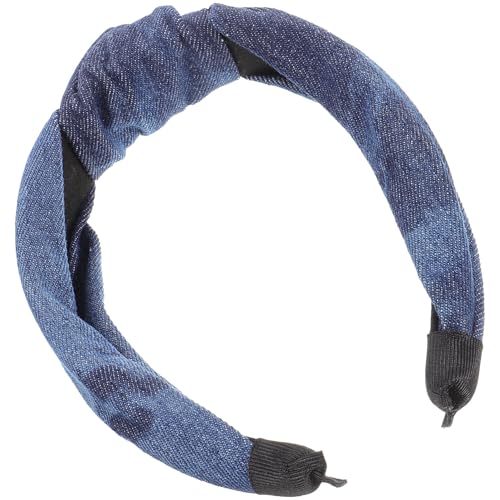 PENIKOKO Knotted Denim Headband Damen Haarreifen Elegant Geflochtenes Stirnband für Alltag und Festliche Anlässe Mode stirnband für Frauen und Mädchen in Tief Hellblau von PENIKOKO