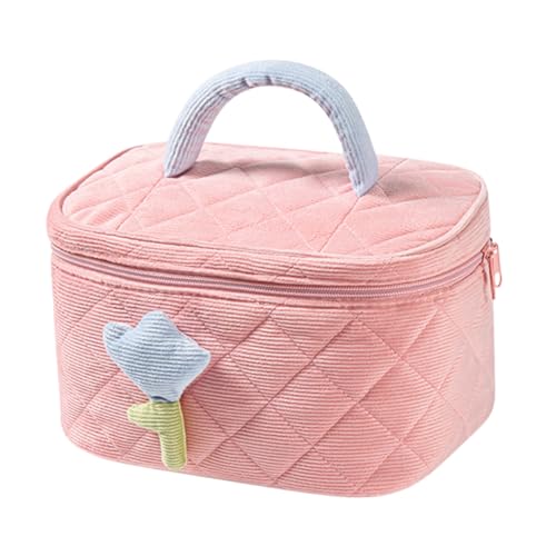 PENIKOKO Kosmetiktasche aus Weichem Cordstoff Tragbar und Leicht Großes Fassungsvermögen Multifunktional für Make Up Schmuck und Schreibwaren Modisch und Niedlich für Teenager Mädchen von PENIKOKO
