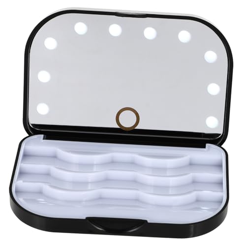 PENIKOKO LED Beleuchtete Wimpern Aufbewahrungsbox Tragbarer Leerer Eyelash Organizer mit Spiegel Schutz vor Beschädigung und Verlust für Professionelle Kosmetik und Alltag von PENIKOKO