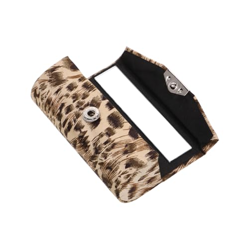 PENIKOKO Leopard Muster Lippenstiftbox mit Spiegel Mini Reise Lippenstifthalter aus Seide mit Stickerei Eleganter Kosmetik Organizer für Damen Tragbare Aufbewahrungstasche Schützende von PENIKOKO