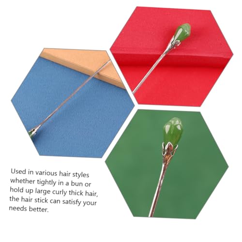 PENIKOKO Minimalist Damen Haarschmuck Jade Haarnadel Haarklammer für Dutt Vintage Stil Glatte Oberfläche Fester Sitz für Alltag Hochzeit Party von PENIKOKO