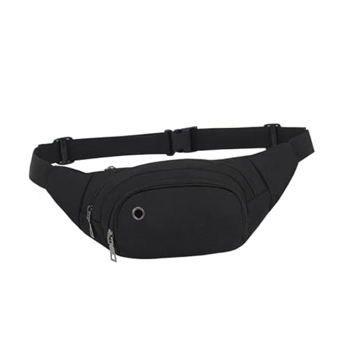PENIKOKO Outdoor Bauchtasche Damen Herren Leichte Sport Hüfttasche mit Großem Fassungsvermögen Vielseitig für Joggen Wandern Camping Praktische Gürteltasche mit Kopfhörerloch Schwarz von PENIKOKO