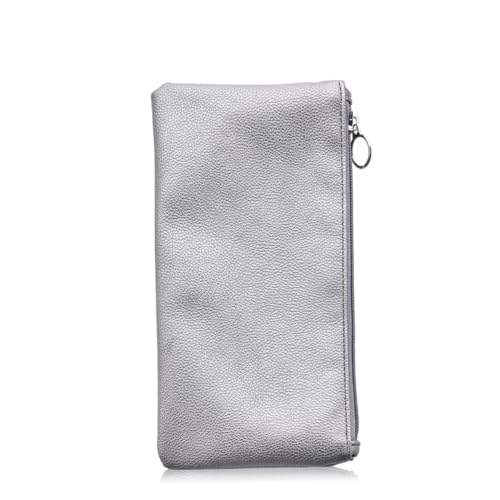 PENIKOKO PU Leder Kosmetiktasche Damen Schminktasche mit Reißverschluss Leichte Kompakte Makeup Tasche in Silber für Reisen Alltag und Outdoor Multifunktionaler Kulturbeutel für und von PENIKOKO