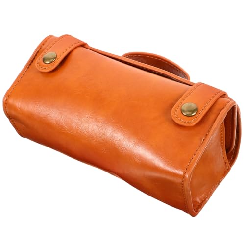 PENIKOKO PU Leder Rasierer Tasche Tragbare Rasierer Aufbewahrungstasche Große Kapazität Kulturbeutel Herren Reise Kosmetiktasche mit Mehreren Fächern Braun von PENIKOKO