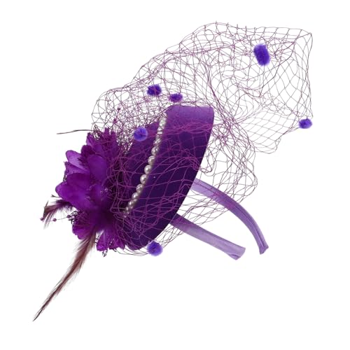 PENIKOKO Perlenfeder Stirnband 1920Er Jahre Accessoires Für Damen Teeparty Hut Teeparty Zubehör Fascinator Haarspangen Zylinder Haarspange Teeparty Kopfbedeckung Mini Hut von PENIKOKO