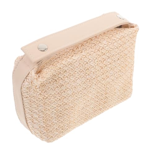 PENIKOKO Reise Kosmetiktasche für Mädchen Große Toilettentasche aus PP Strohmateriaal Tragbar und Leicht für Make Up und Pflegeprodukte Cremigem Weiß von PENIKOKO