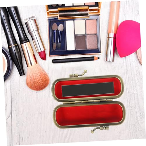 PENIKOKO Retro Lippenstiftetui mit Spiegel Tragbare Lippenstift Aufbewahrungsbox für Damen Samtweiches Lippenstifthalteretui in Weinrot Kompakte für Alltag und Unterwegs von PENIKOKO