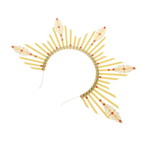 PENIKOKO Retro Retro Stirnband Kopfschmuck Damen Haarschmuck Festival Party Cosplay Göttin Haarreif Gelb Leicht und Langlebig für Engagements und Festliche Anlässe von PENIKOKO