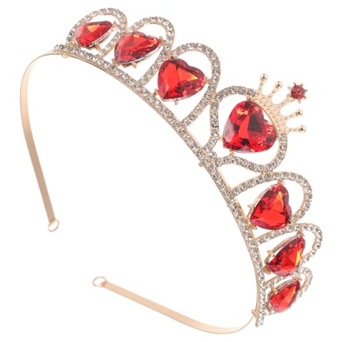 PENIKOKO Kristall Haar Krone Rot Strass Tiara Kopfbedeckung Braut Kopfschmuck Frauen Hochzeit Kostümparty von PENIKOKO