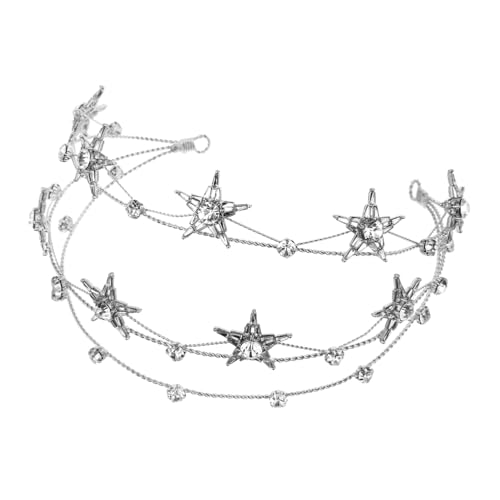 PENIKOKO Rhinestone Fünf Eck Stern Krone Haarreif Diadem Hochzeitskopfschmuck Brautschmuck Damen Leicht Langlebig für Hochzeit Party Fest von PENIKOKO