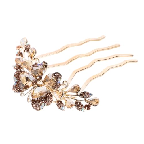 PENIKOKO Rhinestone Haarkamm für Damen Champagner Haarklammer mit Strass Hochzeit Haarschmuck Seitlicher Kamm Mädchen Haaraccessoire Leicht und Stabil von PENIKOKO