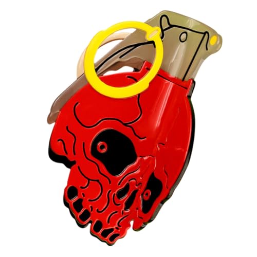 PENIKOKO Roter Großer Schädel Haarklammer Acetat Haarkralle für Damen Auffälliges Stylingaccessoire für Halloween Partys und Alltag Haarklammer für Mädchen mit Fester Fixierung und von PENIKOKO