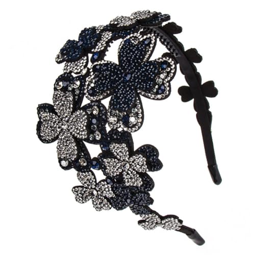 PENIKOKO Rutschfestes Breites Vintage Strass Haarband mit Kristallblumen Elastisches Damen Accessoire für Hochzeit Party Festival und Alltag Eleganter Haarschmuck von PENIKOKO