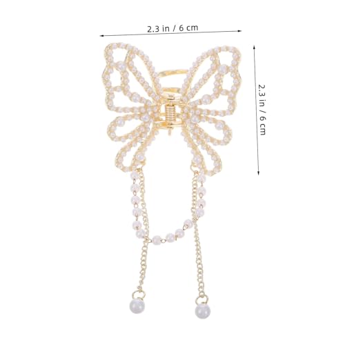 PENIKOKO Schmetterling Haarspange mit Perlen und Trendigem Quasten design Funkelnde Metall Haarklammer für Damen und Mädchen Stilvoller Haarschmuck für Alltag und Besondere Anlässe von PENIKOKO