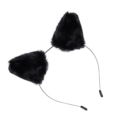 PENIKOKO Schwarzer Metall Haarreif mit Flauschigen Tierohren Modisches Stirnband für Damen Leichte Kopfbedeckung für Kostümpartys Karneval Fasching und Festliche Anlässe von PENIKOKO