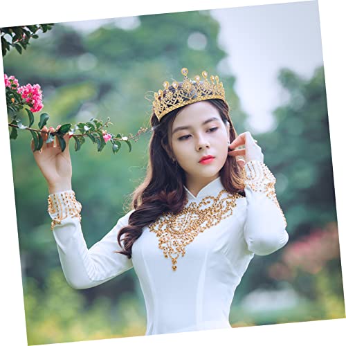 PENIKOKO Strass Krone Hochzeitsschmuck Glänzende Prinzessin Tiara für Braut Damen Festliche Haarschmuck Accessoire Goldfarben für Hochzeitsfeier Party Cosplay von PENIKOKO