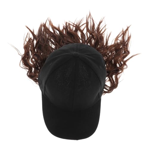 PENIKOKO Stylische Perückenkappe Damen Baseballcap mit Kurz Lockigem Welligem Haar Synthetische Mütze für Alltag Party und Outdoor Integrierte Fake Braid Bequem und Modisch von PENIKOKO