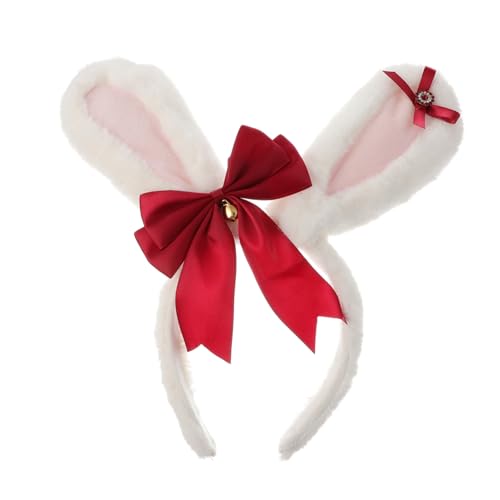 PENIKOKO Stylisches Stirnband mit Plüsch hasenohren und Glitzerndem Schleifen design Weiches Leichtes Haarschmuck für Mädchen und Damen Bequemes Kopfband für Cosplay und Alltag von PENIKOKO