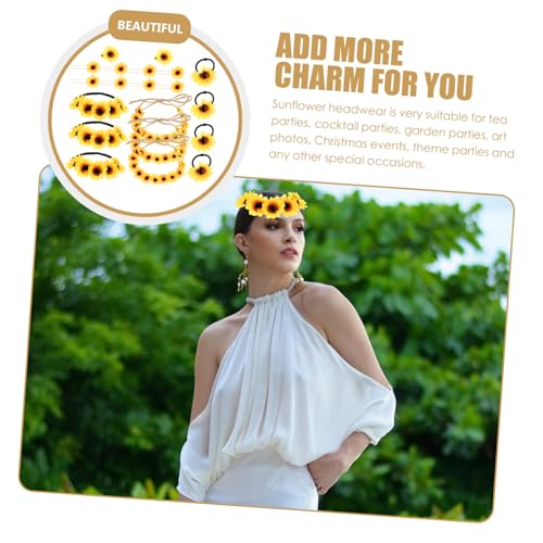 PENIKOKO Sunflower Haarreif Braut Stirnband Kreatives Verstellbares Kopfstück mit Handgefertigten Sonnenblumen Leichtes Haarschmuck für Damen Hochzeit Party Geschenk von PENIKOKO