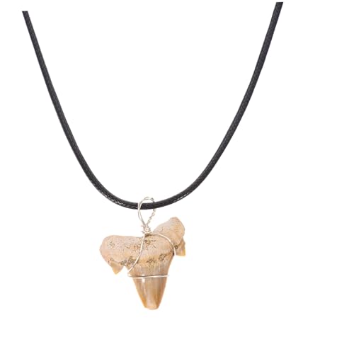 PENIKOKO Surfer Haifischzahn Anhänger Halskette für Männer Dekorativer Schmuck mit Lederband Perfektes für Strandpartys und Outdoor Aktivitäten von PENIKOKO