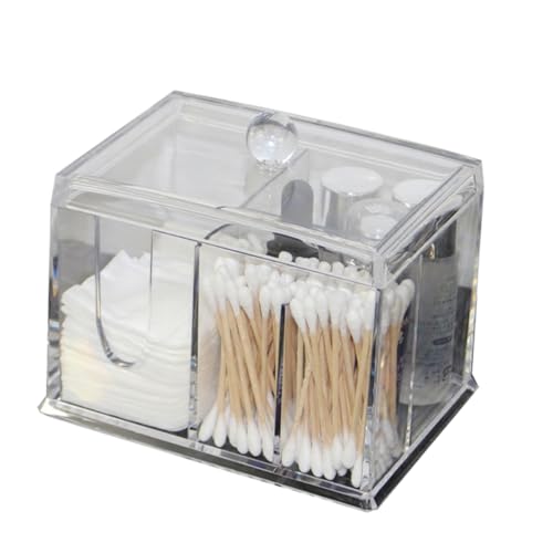 PENIKOKO Transparente Kosmetik Aufbewahrungsbox mit Deckel Kleiner Organizer für Wattepads und Tupfer Staubdichter Kunststoffbehälter für Make Up Pads und Wattestäbchen Kompakt von PENIKOKO