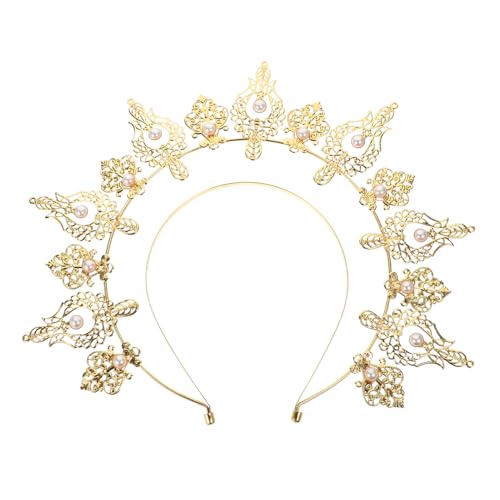 PENIKOKO Vintage Haarband Damen Goldfarben Doppelreihiges Perlen Haarreif Göttin Kopfschmuck Retro Haarschmuck für Party Cosplay Festlichkeiten von PENIKOKO