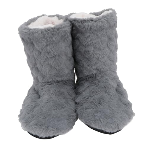 PENIKOKO Warme Rutschfeste Indoor Tanzstiefel mit Dicker Sohle Gefüttert Hohe Schaftstiefel für Damen Geeignet für Herbst Winter Wohnzimmer und Schlafzimmer Dunkelgrau von PENIKOKO