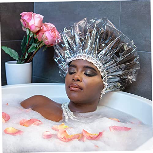 PENIKOKO Wasserdichte Duschhaube Unisex mit Elastischem Band Große Badekappe für Lange Haare Wiederverwendbar Atmungsaktiv und Dehnbar Geeignet für Damen Herren Spa und Alltag von PENIKOKO