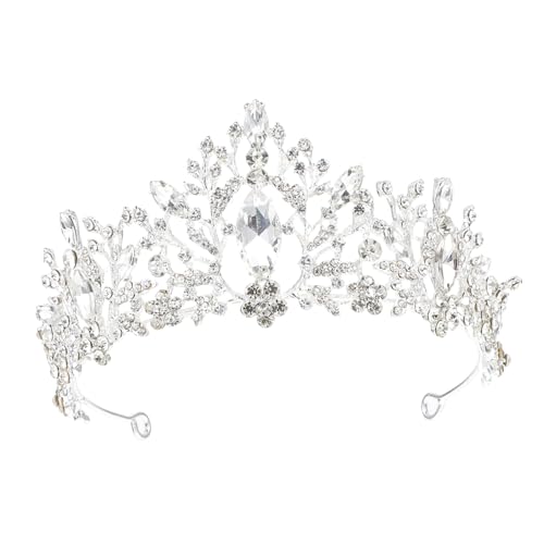 PENIKOKO Wasserdichte Tiara Haarschmuck für Frauen Elegant Braut Diadem Silber Strass Krone für Hochzeit Party Fest Styling von PENIKOKO