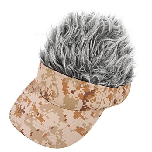 PENIKOKO Wiederverwendbare Baseballmütze Mit Haar Für Damen Und Herren Tragbare Kappe Im Hip-hop-stil Für Sport Und Freizeit Digital Khaki von PENIKOKO