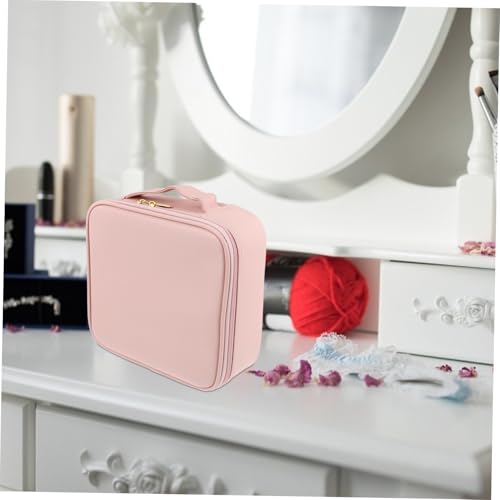 PENIKOKO wasserdichte Makeup Tool Tasche PU Rosa Handlich Tragbar Kosmetik Organizer Großes Fassungsvermögen Makeup Pinselhalter Reise Make Up Aufbewahrungsbox von PENIKOKO
