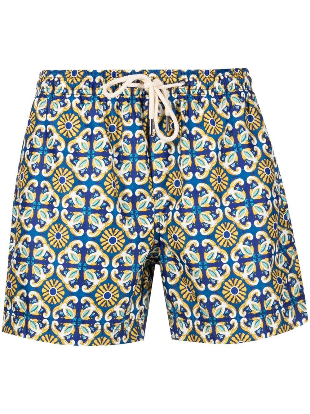 PENINSULA SWIMWEAR Badeshorts mit Kachel-Print - Blau von PENINSULA SWIMWEAR