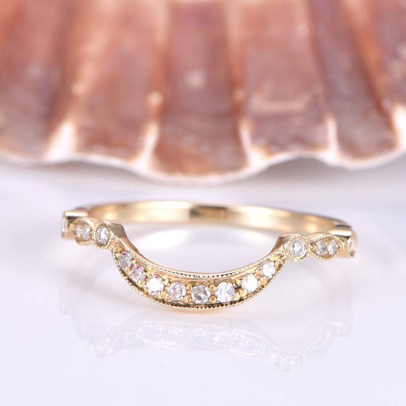 Diamant Ehering Geschwungener Matching Band Halbe Eternity Ring Massiv 585Er Gelbgold Verlobungsring Jubiläumsring von PENNIjewel