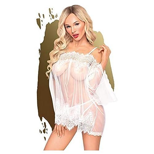 Penthouse, Kleid, Negligee, verschiedene Größen, Dessous, 'Lip smacker', 2 Teile, weiß, Größe:S-M von PENTHOUSE