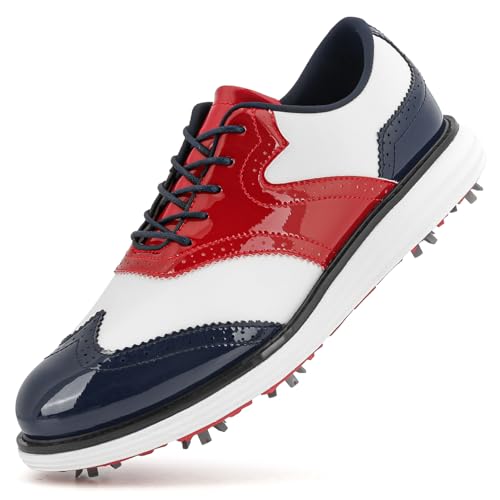 PENXZT 9 Spikes Golfschuhe Herren Neue rutschfeste leichte atmungsaktive Fußgewölbeunterstützung Golfschuhe,B,46 EU PENXZT 9 Spikes Golfschuhe Herren Neue rutschfeste leichte atmungsaktive Fußgewölbeunterstützung Golfschuhe,B,46 EU von PENXZT