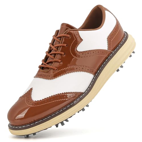 PENXZT 9 Spikes Golfschuhe Herren Neue rutschfeste leichte atmungsaktive Fußgewölbeunterstützung Golfschuhe,C,44.5 EU von PENXZT