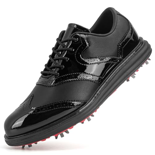 PENXZT 9 Spikes Golfschuhe Herren Neue rutschfeste leichte atmungsaktive Fußgewölbeunterstützung Golfschuhe,E,47 EU von PENXZT