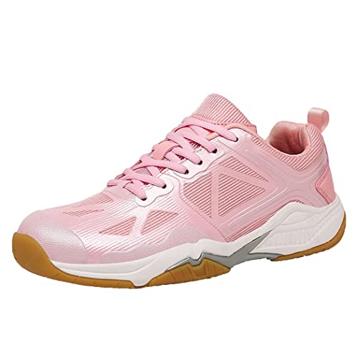 PENXZT Badmintonschuhe Für Damen Und Herren, Leichte Hallenschuhe, Tennisturnschuhe, Modische Tischtennisschuhe,Rosa,39 EU von PENXZT