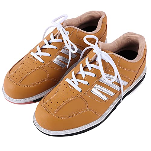 PENXZT Bowlingschuhe Für Herren Bowlingschuhe Für Anfänger Und Fortgeschrittene Leder Mikrofasersohle Schnürung Mode,Braun,42 EU von PENXZT