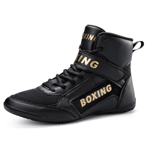 PENXZT Boxschuhe für Herren rutschfest Sportschuhe Jugend Fitness Training Kampfsport Boxstiefel für Jungen Fitnesstraining Bodybuilding,Schwarz,36 EU von PENXZT