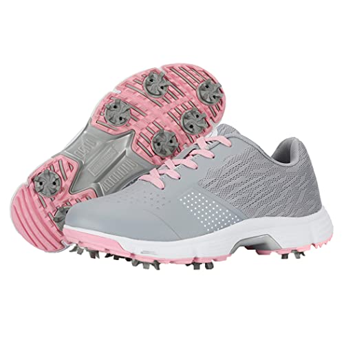 PENXZT Damen-Golfschuhe rutschfeste, Verschleißfeste, wasserdichte Freizeitschuhe, Leichte Mikrofaser-Casual-Walking-Turnschuhe Mit Spikes Für Outdoor-Sportarten,Grau,41 EU von PENXZT