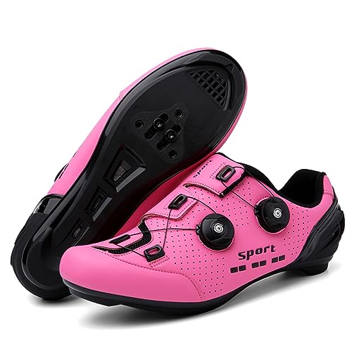 PENXZT Damen -Radschuhe Kompatibel mit Peloton und Look Delta/SPD -Stollen Peloton Indoor -Straßenrad und Mountainbikeschuhe im Freien,Rose red a,40 EU von PENXZT